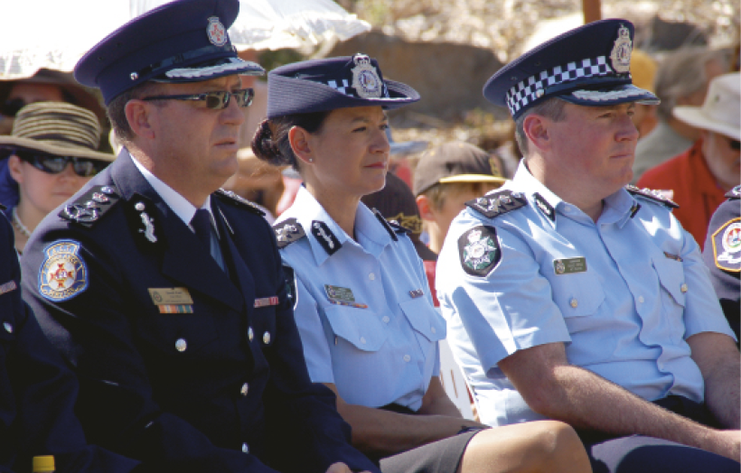 Charmaine Quade from the Australian Federal Police and Officers from the ACT Ambulance and Australian Federal Police