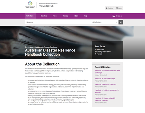 Screenshot of the Knowledge Hub’s Handbook Collection landing page.