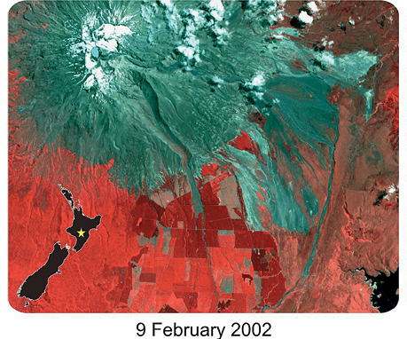9 February 2002: A satellite image of Mt Ruapehu.