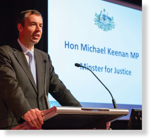 A photo of the Hon. Michael Keenan MP speaking at the Resilient Australia Awards ceremony.