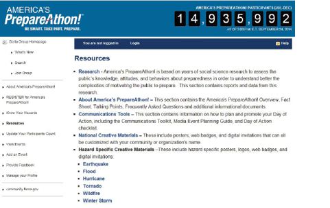 A screenshot of the PrepareAthon! webpage