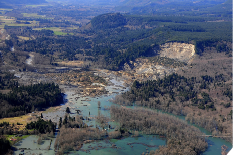 An aerial photo of the mudslide.