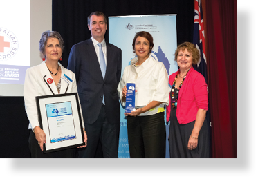 A photo of Hon. Michael Keenan MP with award winners Carolyn Townsen, Jody Broun and Diana Bernard