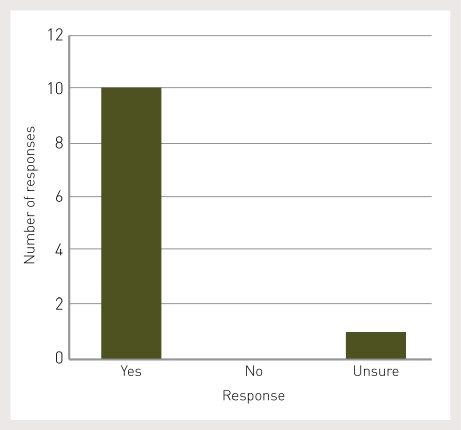 10 respondents said yes, 0 respondents said no and 1 respondent said unsure.