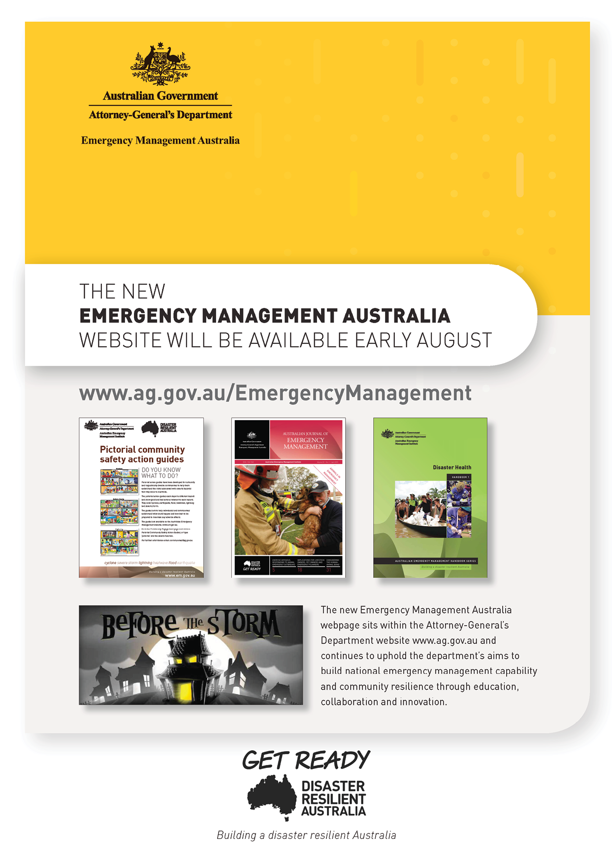 Advertisement for Emergency Management Australia website