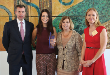 A photo of the Hon Michael Keenan MP and the Hon Theresa Gambaro MP with award winners Juliette Wright and Sarah Tennant.