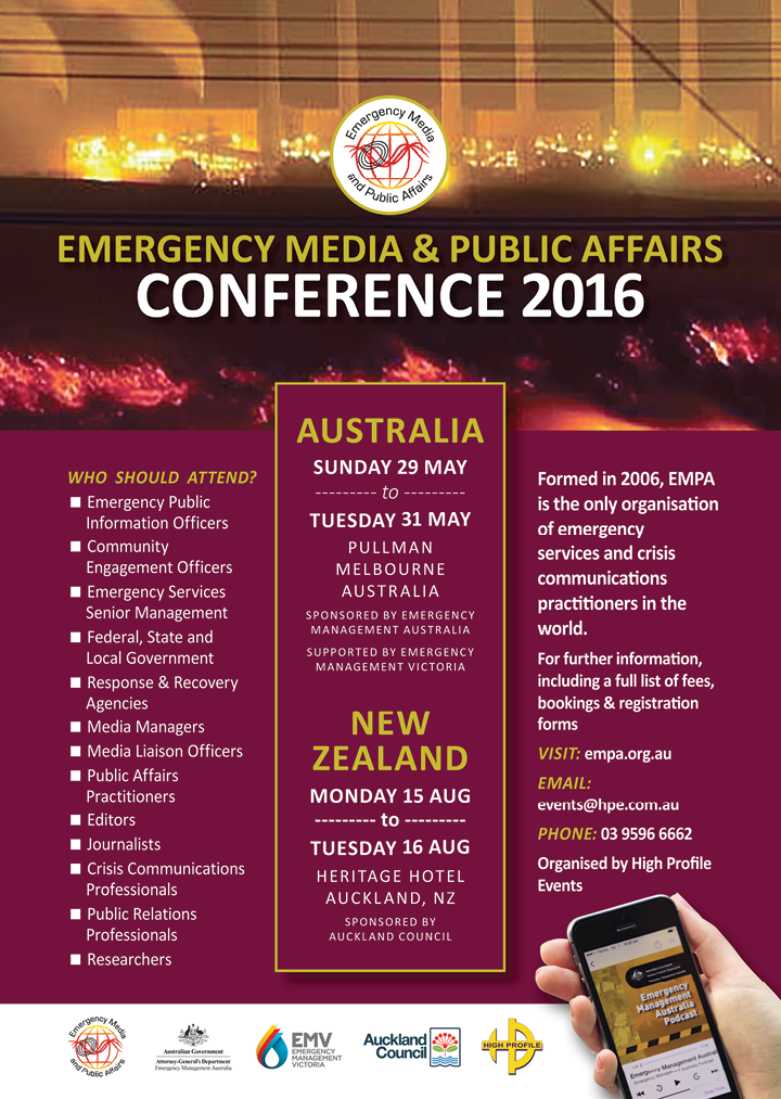 Emergency Media and Public Affairs Conference 2016 advertisement