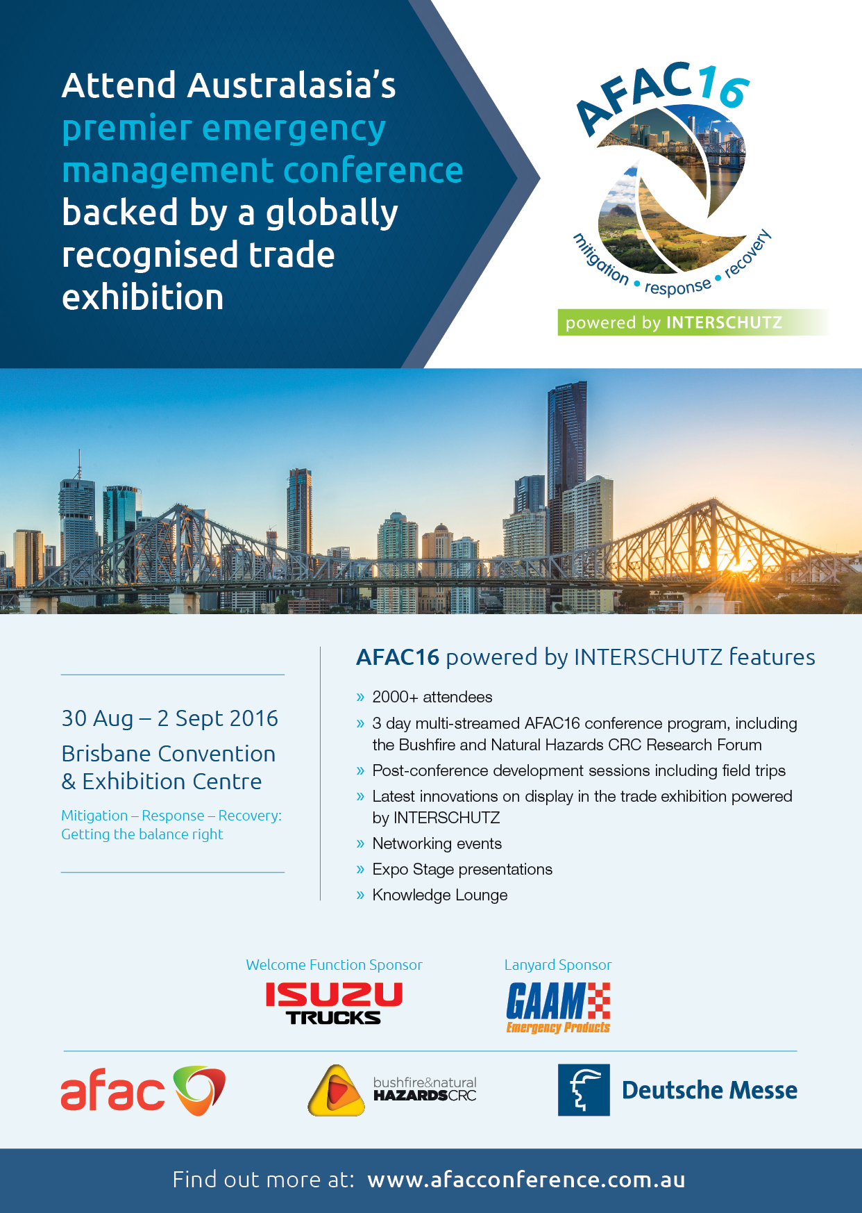 AFAC16 Conference and trade exhibition advertisement