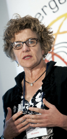 A photo of Barbara Ryan speaking at the conference.