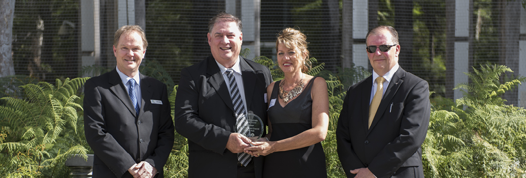 A photo of Dr John Bates, Director of the Australian Institute for Disaster Resilience, together with recipients of the 2016 Resilient Australia Awards: John Gallina and Shirley Hall, Sunshine Coast Council; and Mark Crosweller, Director General Emergency Management Australia.