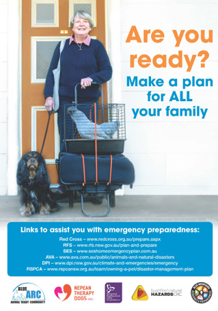 The Emergency preparedness poster, encouraging people to ensure they have an emergency plan for their animals and pets.