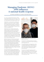 Thumbnail of Managing Pandemic (H1N1) 2009 influenza: A nati...